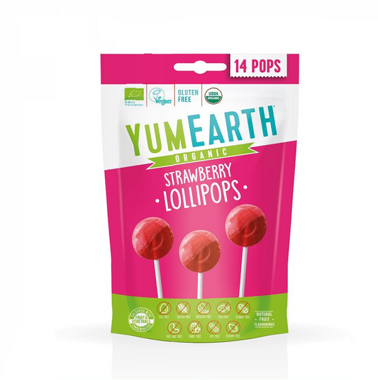 YUMEARTH Ledenes uz kātiņa ar zemeņu garšu BIO 85g 14 gab.