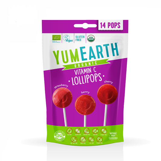YUMEARTH Ledenes uz kātiņa ar C vitamīnu 3 veidi BIO 85g 14 gab.