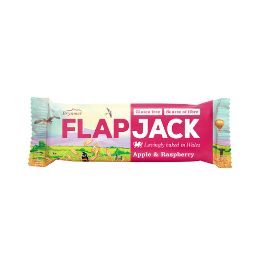 FLAPJACK Auzu pārslu batoniņi ar āboliem un avenēm 80g